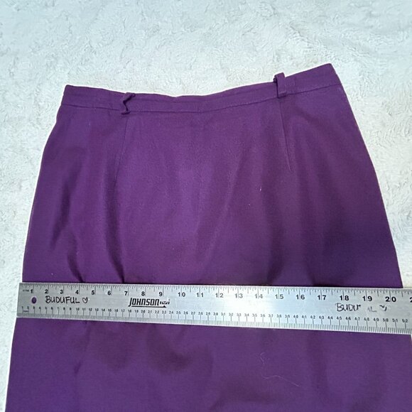 Vintage Boston Traveler Women 100% Pure Wool A-Line Career Midi Skirt Purple USA - Picture 5 of 9